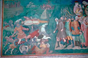 Fresco de los israelitas cruzando el Mar Rojo de Bartolo di Fredi