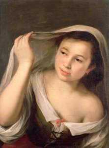 Una joven levantando su velo de Bartolomé Esteban Murillo