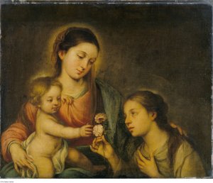 Según Bartolomé-Esteban Murillo - La Virgen y el Niño con Santa Rosa de Viterbo, P104 de Bartolomé Esteban Murillo