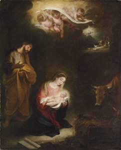 La Natividad con la Anunciación a los pastores al fondo