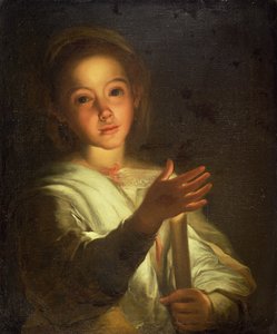 Una joven sombreando una vela