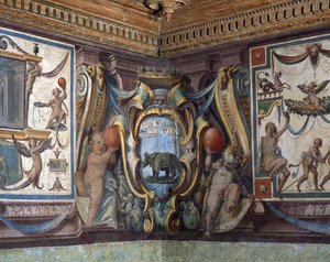 La Sala del Gran Duque de Toscana (detalle del friso que representa los signos del zodiaco, el rinoceronte)