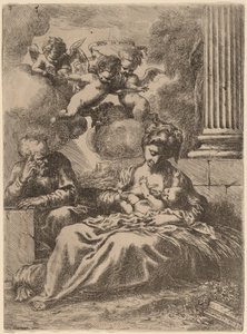 La Sagrada Familia junto a una columna, c. 1655 de Bartolomeo Biscaino