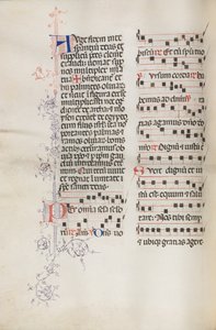 Misal: Fol. 111v, contiene algo de música como parte de la liturgia del Domingo de Ramos, 1469 de Bartolomeo Caporali