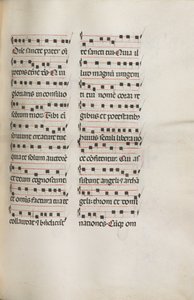 Misal: Fol. 112: contiene algo de música como parte de la liturgia del Domingo de Ramos, 1469 de Bartolomeo Caporali