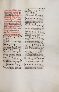 Misal: Fol. 153: Música para Exultet, 1469 de Bartolomeo Caporali
