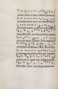 Misal: Fol. 154v: Música para Exultet, 1469 de Bartolomeo Caporali