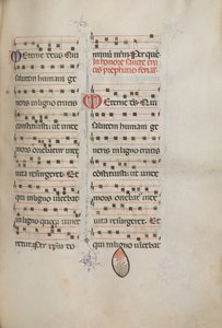 Misal: Fol. 182: Música para varias oraciones ordinarias, 1469 de Bartolomeo Caporali