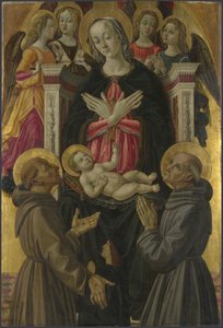 La Virgen y el Niño con Santos, Ángeles y un Donante del Retablo: La Virgen y el Niño con Santos, ca 1475 de Bartolomeo Caporali