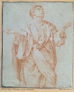 Hombre con túnica, brazos abiertos, ojos alzados al cielo, cabeza inclinada de Bartolomeo Cesi