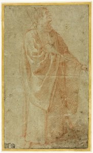Monje de pie sosteniendo un libro y un bastón de Bartolomeo Cesi