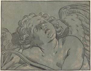 Cupido Dormido de Bartolomeo Coriolano after Guido Reni