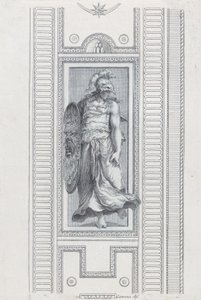 Placa 15: figura mitológica con casco y escudo, 1756