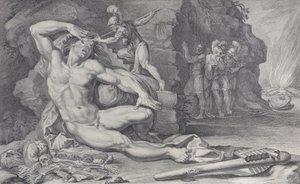 Placa 6: Ulises clavando una estaca ardiente en el ojo de Polifemo, 1756