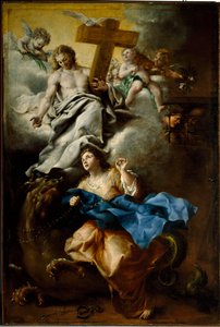 El éxtasis de Santa Margarita de Cortona (Margherita da Cortona), pintura franciscana de Bartolomeo Guidobono (1654-1709) Genes, Museos Strada Nuova (antiguo Palazzo Bianco)