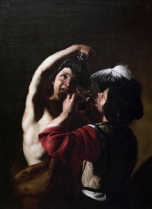 Baco y un bebedor de Bartolomeo Manfredi