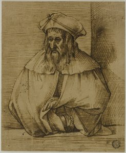 Boceto de medio cuerpo de un caballero con sombrero y capa de Bartolomeo Passarotti
