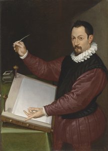 Retrato de un escriba con jubón rojo y gorguera blanca de Bartolomeo Passarotti