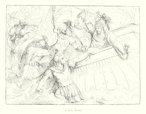 Lucha marítima (litografía) de Bartolomeo Pinelli