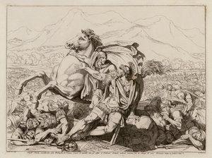 Muerte de Lucio Emilio Paulo en la batalla de Cannas, 216 a.C. (aguafuerte) de Bartolomeo Pinelli
