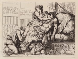 Muerte de Marco Antonio en brazos de Cleopatra, 30 a.C. (aguafuerte) de Bartolomeo Pinelli
