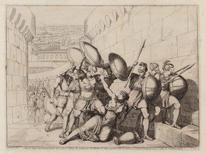 Muerte de Tarpeia (aguafuerte) de Bartolomeo Pinelli