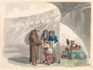 Dibujo, Saludo de un ermitaño, 1807-08 de Bartolomeo Pinelli