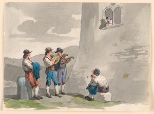 Dibujo, La Serenata, 1807-08 de Bartolomeo Pinelli