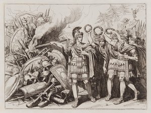 Cayo Mario quemando las armas de los cimbrios y teutones de Bartolomeo Pinelli
