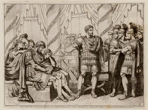 Lucius Aemilius Paullus Macedonicus señalando al derrotado rey Perseo de Macedonia de Bartolomeo Pinelli