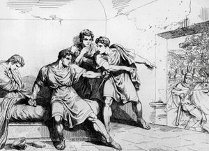 Muerte de Nerón, de Historia de los emperadores, comenzando desde Ottavio, grabado por Bartolomeo Pinelli (1781-1835), Roma