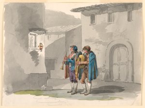 "Pifferari," dos gaiteros de los Abruzos en Roma