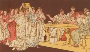 Damas romanas trayendo sus ornamentos de Bartolomeo Pinelli