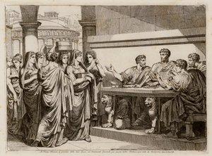 Sacrificio de las mujeres de Roma (aguafuerte) de Bartolomeo Pinelli