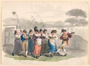"Saltarello Romano," campesinos bailando en los alrededores de Roma de Bartolomeo Pinelli