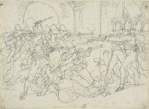 Estudio de los acontecimientos de la vida de Massaroni, un bandido italiano de Bartolomeo Pinelli