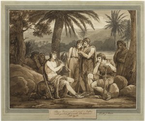 Telémaco toca y canta para los pastores en Egipto, del libro 2 de Las aventuras de Telémaco de Bartolomeo Pinelli