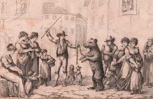 La danza del oso en Roma, grabado de Bartolomeo Pinelli de Bartolomeo Pinelli