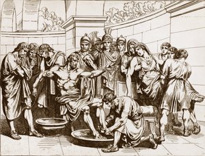 El filósofo romano Séneca (Lucius Annaeus Seneca, 4 a.C.-65 d.C.), acusado de participar en una conspiración contra el emperador Nerón, fue ordenado a suicidarse - grabado por Bartolomeo Pinelli - Muerte de Séneca, grabado por Bartolomeo Pinelli (1781-1835