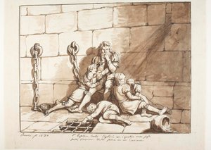 Ugolini della Gherardesca y sus hijos en la Torre del Hambre de Bartolomeo Pinelli