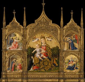 La Madonna de la Humildad, la Anunciación, la Natividad y la Piedad, c.1465 de Bartolomeo Vivarini