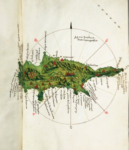 Mapa de Chipre, c.1485 (vitela) de Bartolomeo da li Sonetti