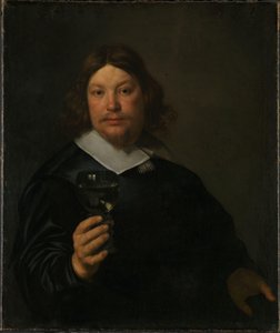 Hombre con una copa de vino en la mano (óleo sobre lienzo) de Bartolomeus van der Helst