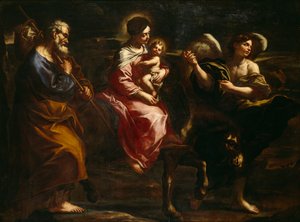 La huida a Egipto (óleo sobre lienzo) de Bartolommeo Biscaino