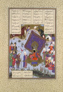 Rustam dolido ante Kai Kavus, Folio 146r del Shahnama Libro de los Reyes..., ca. 1525-30 de Bashdan Qara