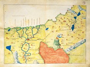 Delta del río Nilo, Mar Rojo y Monte Sinaí, del Atlas del Mundo en treinta y tres Mapas de Battista Agnese