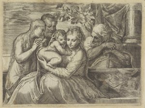 Sagrada Familia con Santos de Battista Angolo del Moro (attributed to)