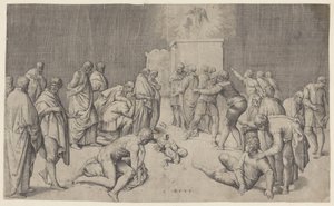 Arca de la Alianza en el templo de Dagón de Battista Franco