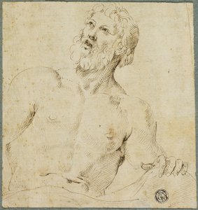 Boceto de Medio Cuerpo de un Hombre con Barba (¿Júpiter?)