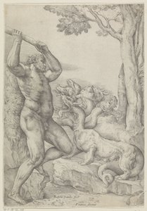 Hércules luchando contra la Hidra de Lerna de Battista Franco